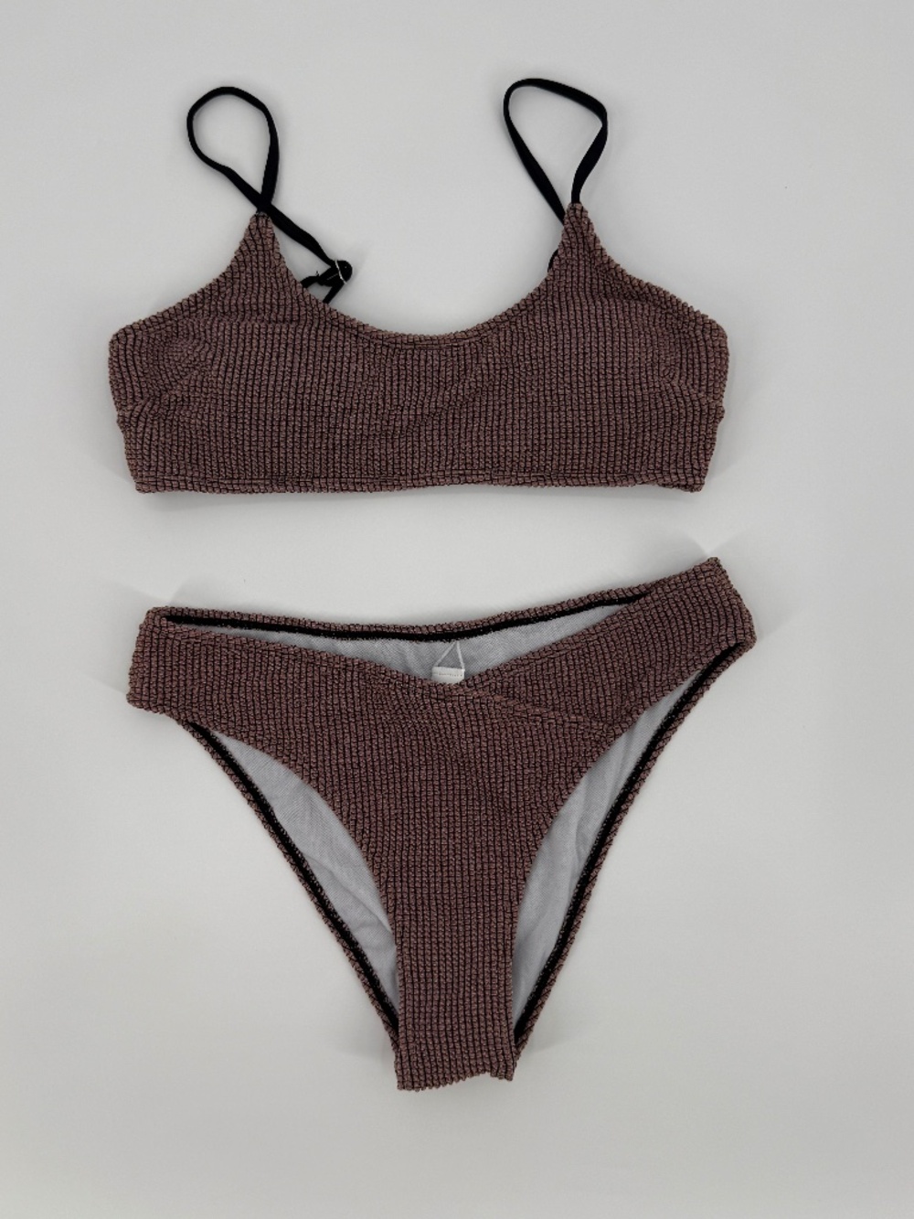 Cupshe Metallic Mauve Shimmer Crinkle Bikini Set  Two Piece Beach Resort Medium